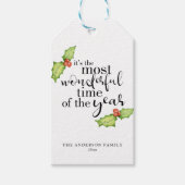 クリスマス引用文で最も素晴らしいタイムハンドレタリング ギフトタグ (正面)