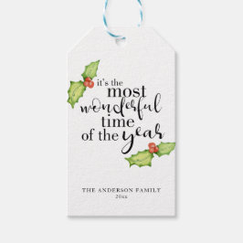 クリスマス引用文で最も素晴らしいタイムハンドレタリング ギフトタグ