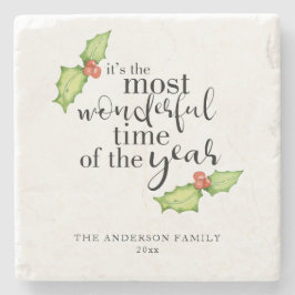 クリスマス引用文で最も素晴らしいタイムハンドレタリング ストーンコースター