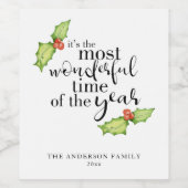 クリスマス引用文で最も素晴らしいタイムハンドレタリング ワインラベル (シングルラベル)