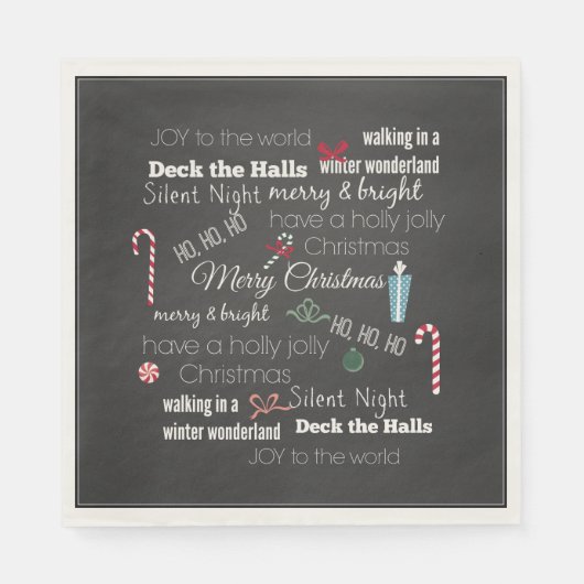 クリスマス引用文とことわざタイポグラフィ スタンダードランチョンナプキン (正面)
