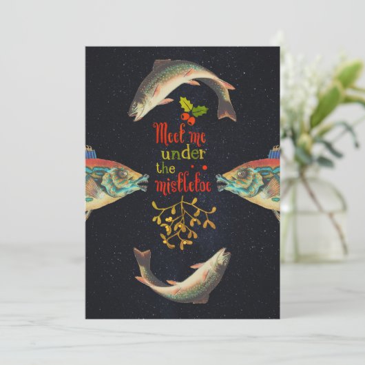 クリスマス引用文と魚の宇宙 シーズンカード (スタンド正面)