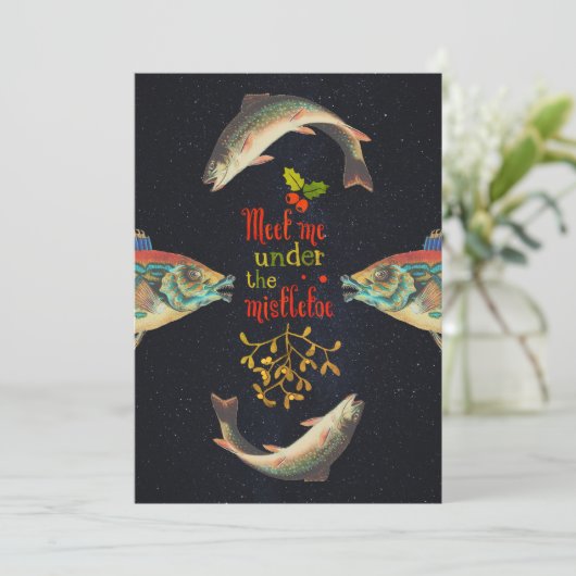 クリスマス引用文と魚の宇宙 シーズンカード (スタンド正面)