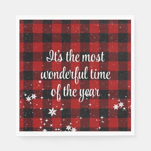 クリスマス引用文オンバッファロープレイド スタンダードランチョンナプキン (正面)