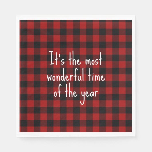 クリスマス引用文オンバッファロープレイド スタンダードランチョンナプキン (正面)
