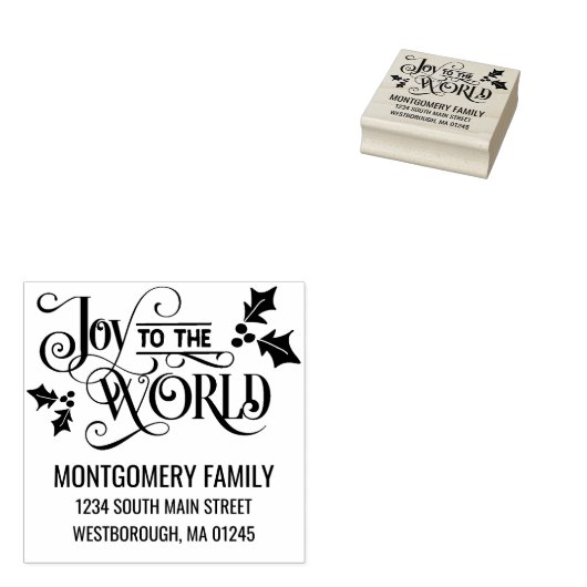 クリスマス引用文ジョイトゥザワールド差出人住所 ラバースタンプ (押印)