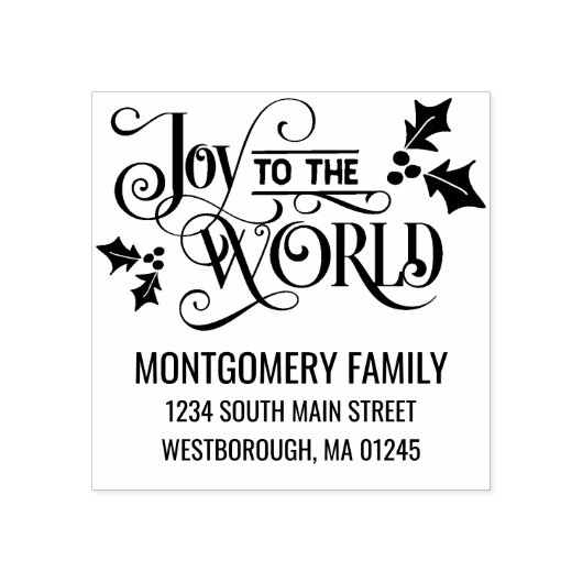 クリスマス引用文ジョイトゥザワールド差出人住所 ラバースタンプ (インプリント)