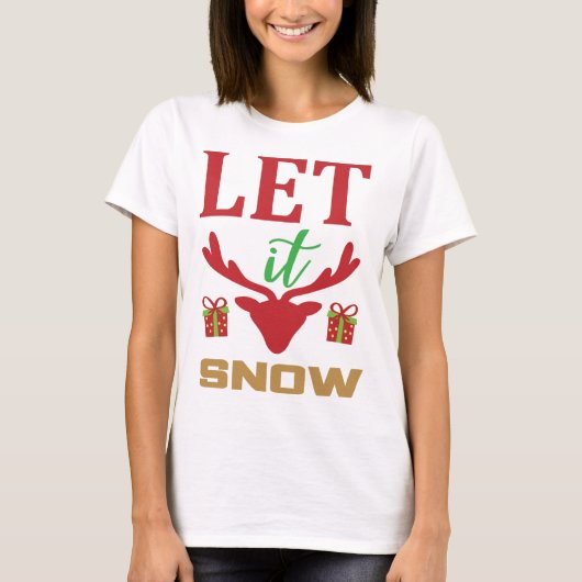 クリスマス引用文デザインレットイット雪 Tシャツ (正面)
