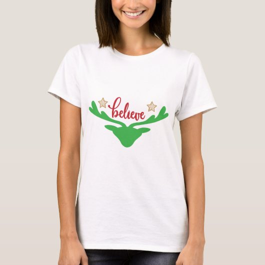 クリスマス引用文デザイン信じ Tシャツ (正面)