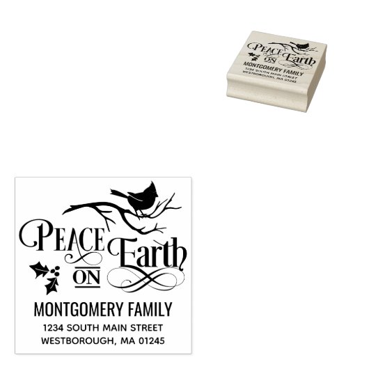 クリスマス引用文ピースオンアース差出人住所 ラバースタンプ (押印)