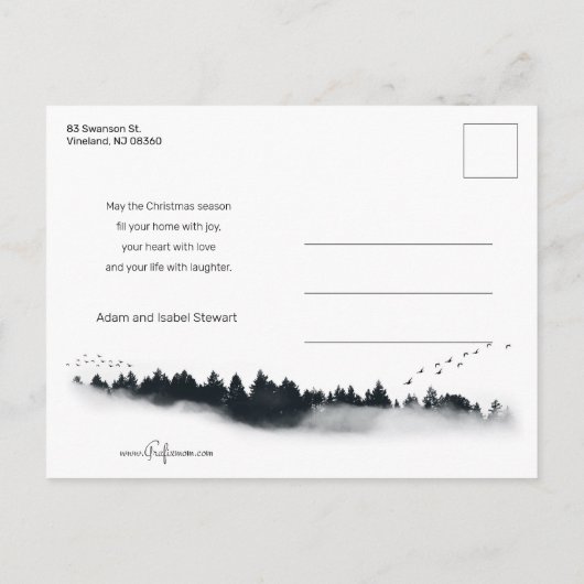 クリスマス引用文付/星空と森 シーズンポストカード (裏面)