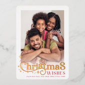 クリスマス引用文写真スタイリッシュタイポグラフィ赤 箔シーズンカード (正面)