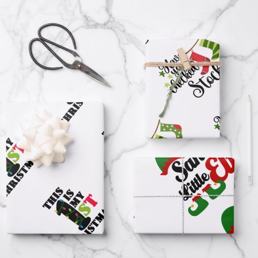 クリスマス引用文子供へラッピング紙シート ラッピングペーパーシート (正面)