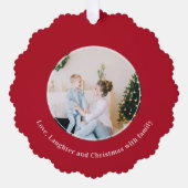 クリスマス引用文愛の笑い オーナメントカード (正面)