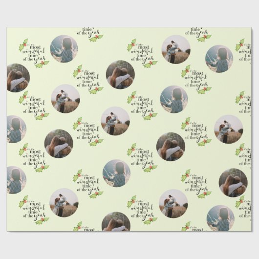 クリスマス引用文最も素晴らしい時間フォトファミリー ラッピングペーパー (フラット)