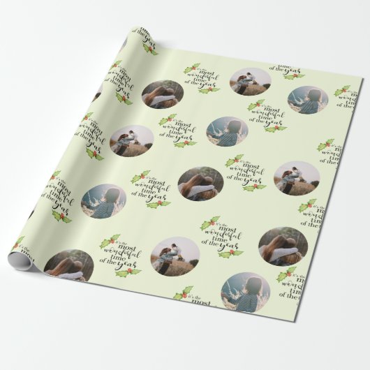 クリスマス引用文最も素晴らしい時間フォトファミリー ラッピングペーパー (アンロールド)