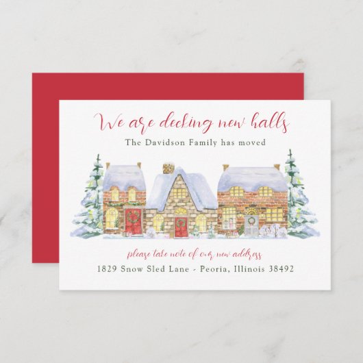 クリスマス引越しのお知らせ - 新しい家を飾ろう 招待状 (正面/裏面)