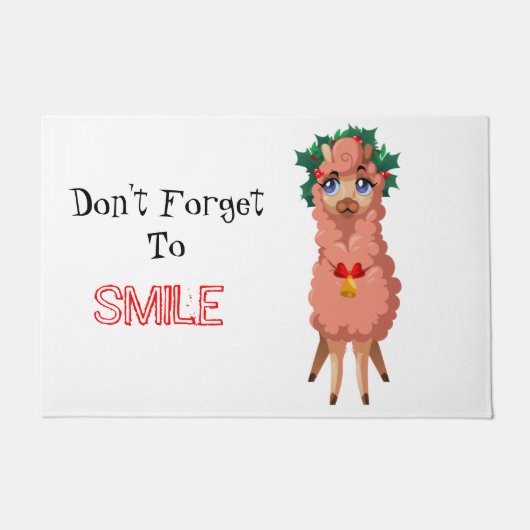 クリスマス形式のラマ ドアマット (正面)