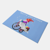クリスマス形式ギフト格言（自転車とギフト付き） ドアマット (アングル)