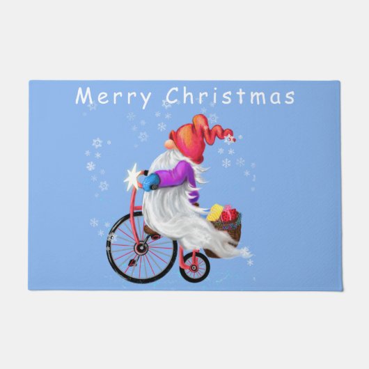 クリスマス形式ギフト格言（自転車とギフト付き） ドアマット (正面)