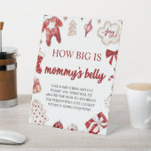 クリスマス彼女の腹の赤ちゃんシャワーゲームの大きさ 台座サイン (インサイチュ)