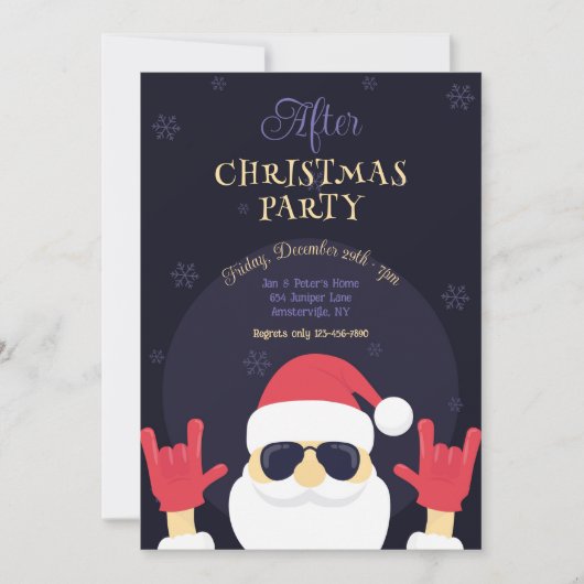 クリスマス後のサンタパーティー 招待状 (正面)