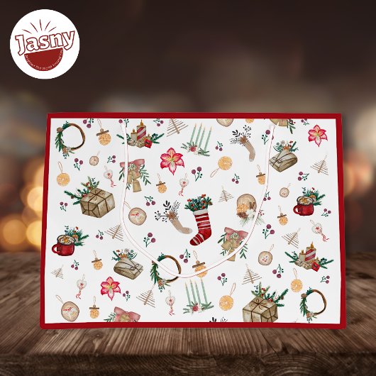 クリスマス心地よい ラージペーパーバッグ
