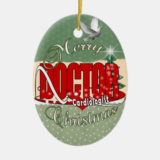 クリスマス心臓専門医 セラミックオーナメント (正面)