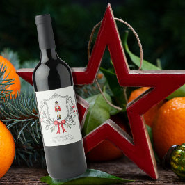 クリスマス応援くるみクラッカーホリーベリークレスト ワインラベル