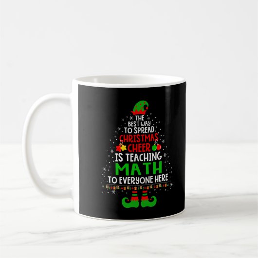 クリスマス応援は教えの数学サンタ小妖精や小人先生 コーヒーマグカップ (左)