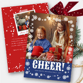 クリスマス応援エレガントの雪片フラワーフォト シーズンカード