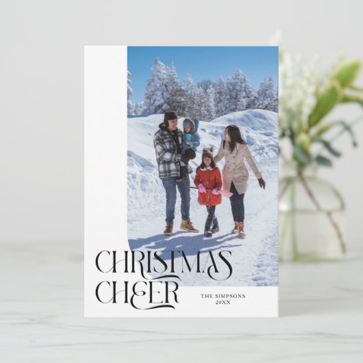 クリスマス応援エレガントホワイトのクリスマスフォト シーズンカード (スタンド正面)