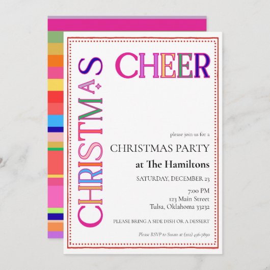 クリスマス応援カラフルクリスマスパーティー 招待状 (正面/裏面)
