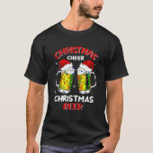 クリスマス応援クリスマスビールクリスマスツリーが私を点灯 Tシャツ (正面)
