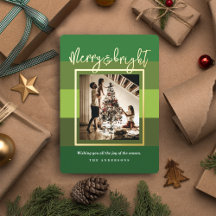 クリスマス応援グストライプリーンホリデーフォイルカード