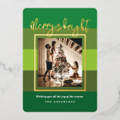 クリスマス応援グストライプリーンホリデーフォイルカード 箔シーズンカード (正面)