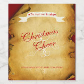 クリスマス応援グランジ紙おもしろい ワインラベル (シングルラベル)