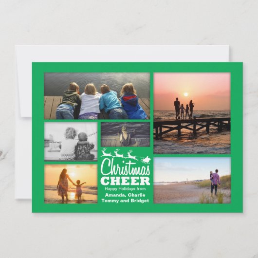 クリスマス応援サンタグリーンホリデーフォトカード シーズンカード (正面)