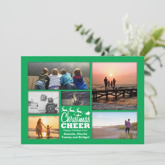 クリスマス応援サンタグリーンホリデーフォトカード シーズンカード (スタンド正面)