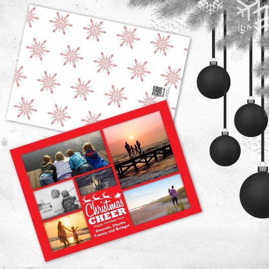 クリスマス応援サンタレッドホリデーフォトカード シーズンカード