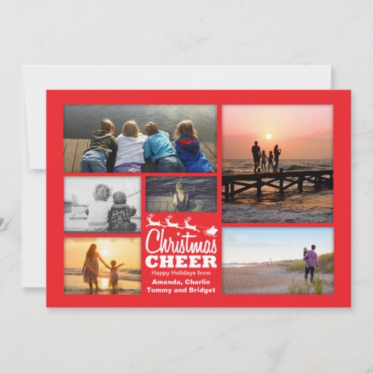 クリスマス応援サンタレッドホリデーフォトカード シーズンカード (正面)