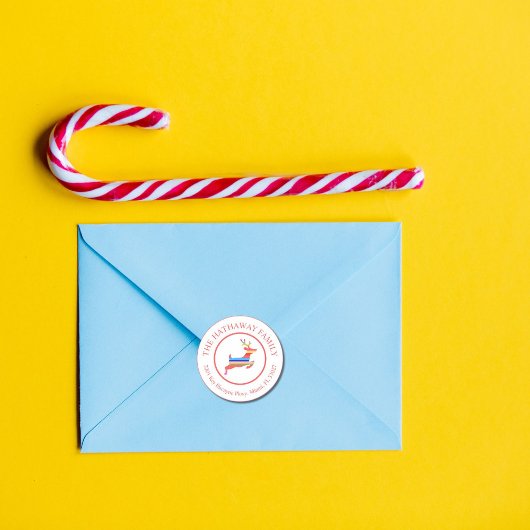 クリスマス応援ストライプのトナカイ住所 シール