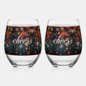 クリスマス応援スノーフレークススパークルスター ステムなしワイングラス (裏面)