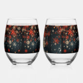 クリスマス応援スノーフレークススパークルスター ステムなしワイングラス (左)