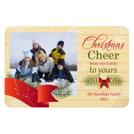 クリスマス応援パインクリスマスの休日の写真 マグネット (横)