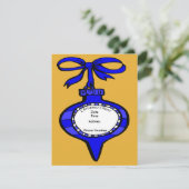 クリスマス応援ブルーオーナメント招待状カード 招待状 (スタンド正面)