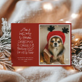 クリスマス応援ペットフォトレッドホリデーカード シーズンカード