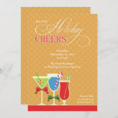 クリスマス応援ホリデーカクテルパーティの招待状 招待状 (正面/裏面)