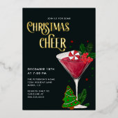 クリスマス応援ホリデーパ実在ティ金ゴールド 箔招待状 (正面)