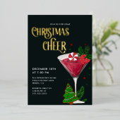 クリスマス応援ホリデーパ実在ティ金ゴールド 箔招待状 (立ち正面)